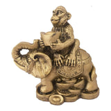 Divya Mantra Feng Shui Monkey Holding Ingot on Elephant for Success & Career - Divya Mantra