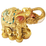 Divya Mantra Feng Shui Trunk up Bejeweled Elephant on Wealth Bed for Wish Fulfillment - Divya Mantra