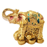 Divya Mantra Feng Shui Trunk up Bejeweled Elephant on Wealth Bed for Wish Fulfillment - Divya Mantra
