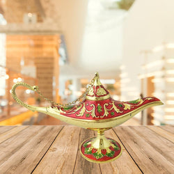 Divya Mantra Aladdin Magic Genie Costume Moroccan Lantern Vintage Lamp Arabian Decorative Light Item for Party Decorations, Home, Kitchen Table Decor Accessories Wedding Decoration - Red, Golden - Divya Mantra