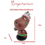 Divya Mantra Red Indian Pirate Dashboard Bobble Head Toy Doll Showpiece, Collection Figurines, Gifts for Kids, Car Decoration - Divya Mantra