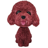Divya Mantra Smiling Cute Red Toy Poodle Dog Dashboard Bobble Head Doll Showpiece, Collection Figurines, Gifts for Kids, Car Decoration - Divya Mantra