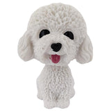 Divya Mantra Smiling Cute White Toy Poodle Dog Dashboard Bobble Head Doll Showpiece, Collection Figurines, Gifts for Kids, Car Decoration - Divya Mantra