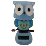 Divya Mantra Solar Power Dashboard Bobble Head Dancing Shaking Owl Toy Doll Showpiece, Collection Figurines, Gifts for Kids, Car Decoration - Blue - Divya Mantra