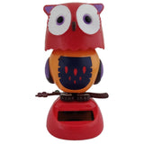 Divya Mantra Solar Power Dashboard Bobble Head Dancing Shaking Owl Toy Doll Showpiece, Collection Figurines, Gifts for Kids, Car Decoration - Red - Divya Mantra