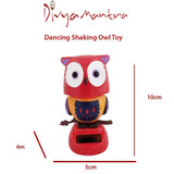 Divya Mantra Solar Power Dashboard Bobble Head Dancing Shaking Owl Toy Doll Showpiece, Collection Figurines, Gifts for Kids, Car Decoration - Red - Divya Mantra