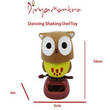Divya Mantra Solar Power Dashboard Bobble Head Dancing Shaking Owl Toy Doll Showpiece, Collection Figurines, Gifts for Kids, Car Decoration - Brown - Divya Mantra