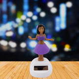 Divya Mantra Solar Power Dashboard Bobble Head Dancing Shaking Hulla Girl Toy Doll Showpiece, Collection Figurines, Gifts for Kids, Car Decoration - Purple - Divya Mantra