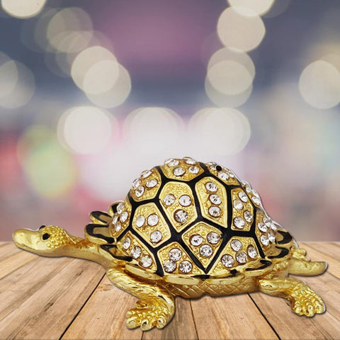Divya Mantra Bejeweled Wish Fulfilling Tortoise with Secret Compartment - Divya Mantra