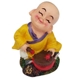 Divya Mantra Happy Tibetan Monk Baby Lama Dashboard Toy Playing Drums Doll Showpiece, Collection Figurines, Gifts for Kids, Car Decoration - Divya Mantra