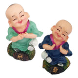 Divya Mantra Happy Tibetan Monk Baby Lama Dashboard Toy Red Doll Showpiece, Collection Figurines, Gifts for Kids, Car Decoration Set of 2 - Divya Mantra