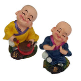 Divya Mantra Smiling Tibetan Monk Baby Lama Dashboard Toy Red Doll Showpiece, Collection Figurines, Gifts for Kids, Car Decoration Set of 2 - Divya Mantra