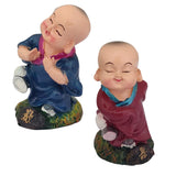 Divya Mantra Smiling Tibetan Monk Happy Baby Lama Dashboard Toy Red Doll Showpiece, Collection Figurines, Gifts for Kids, Car Decoration Set of 2 - Divya Mantra