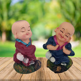 Divya Mantra Smiling Tibetan Monk Happy Baby Lama Dashboard Toy Red Doll Showpiece, Collection Figurines, Gifts for Kids, Car Decoration Set of 2 - Divya Mantra