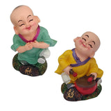 Divya Mantra Cute Tibetan Monk Happy Baby Lama Dashboard Toy Red Doll Showpiece, Collection Figurines, Gifts for Kids, Car Decoration Set of 2 - Divya Mantra