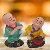 Divya Mantra Cute Tibetan Monk Happy Baby Lama Dashboard Toy Red Doll Showpiece, Collection Figurines, Gifts for Kids, Car Decoration Set of 2 - Divya Mantra