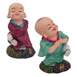Divya Mantra Playful Tibetan Monk Happy Baby Lama Dashboard Toy Red Doll Showpiece, Collection Figurines, Gifts for Kids, Car Decoration Set of 2 - Divya Mantra