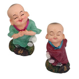 Divya Mantra Playful Tibetan Monk Happy Baby Lama Dashboard Toy Red Doll Showpiece, Collection Figurines, Gifts for Kids, Car Decoration Set of 2 - Divya Mantra