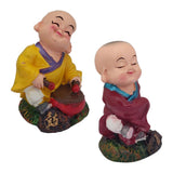 Divya Mantra Playful Tibetan Monk Baby Lama Dashboard Toy Red Doll Showpiece, Collection Figurines, Gifts for Kids, Car Decoration Set of 2 - Divya Mantra