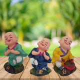 Divya Mantra Playful Tibetan Monk Happy Baby Lama Dashboard Toy Red Doll Showpiece, Collection Figurines, Gifts for Kids, Car Decoration Set of 3 - Divya Mantra