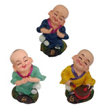 Divya Mantra Playful Tibetan Monk Happy Baby Lama Dashboard Toy Red Doll Showpiece, Collection Figurines, Gifts for Kids, Car Decoration Set of 3 - Divya Mantra