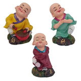 Divya Mantra Happy Tibetan Monk Baby Lama Dashboard Toy Red Doll Showpiece, Collection Figurines, Gifts for Kids, Car Decoration Set of 3 - Divya Mantra