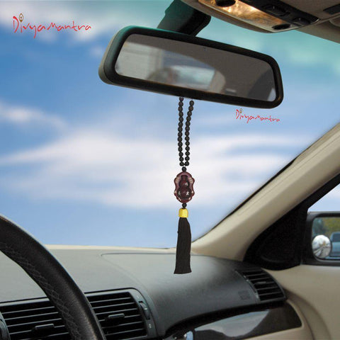Divya Mantra Decorative Chinese Feng Shui Wu Lou Talisman Black Beads Gift Amulet Car Rear View Mirror Decor Ornament Accessories/Good Luck, Money, Protection Interior Home Wall Hanging Showpiece - Divya Mantra