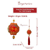 Divya Mantra Decorative Potali/Money Bag Feng Shui Talisman Gift Pendant Amulet for Car Rear View Mirror Decor Ornament Accessories/Good Luck Wealth Charm Protection Interior Wall Hanging Showpiece - Divya Mantra