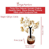 Divya Mantra Feng Shui Natural Gomati Chakra Healing Gem Stone Bonsai Fortune Vastu Plant Sculpture Tree; Good Luck, Wealth, Success & Prosperity; Home Office Table Decor Gift Item; 100 Crystals/Beads - Divya Mantra