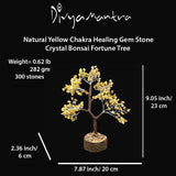 Divya Mantra Feng Shui Yellow Aventurine Chakra Healing Gem Stone Bonsai Fortune Vastu Plant Sculpture Tree; Good Luck, Wealth, Success & Prosperity; Home Office Table Decor Gift Item; 300 Crystals - Divya Mantra