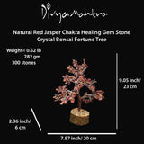 Divya Mantra Feng Shui Natural Orange Chakra Healing Gem Stone Bonsai Fortune Vastu Plant Sculpture Tree; Good Luck, Wealth, Success & Prosperity; Home Office Table Decor Gift Item; 300 Crystals - Divya Mantra