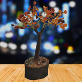 Divya Mantra Feng Shui Natural Carnelian Red Chakra Healing Gem Stone Bonsai Fortune Vastu Plant Sculpture Tree; Good Luck, Wealth, Success, Prosperity; Home Office Table Decor Gift Item; 100 Crystals - Divya Mantra