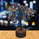 Divya Mantra Feng Shui Natural Amethyst Chakra Healing Gem Stone Bonsai Fortune Vastu Plant Sculpture Tree; Good Luck, Wealth, Success & Prosperity; Home Office Table Decor Gift Item; 100 Crystals - Divya Mantra