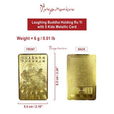 Divya Mantra Feng Shui Good Luck Metallic Card Happy Man/Laughing Buddha Holding Ru Yi Sitting with 5 Kids / Five Children for Attracting Fortune, Wealth, Happiness in Family, Descendant Luck - Golden - Divya Mantra