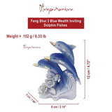 Divya Mantra Feng Shui 3 Blue Wealth Inviting Dolphin Fishes for Fortune, Enhancing Friendhip, Knowledge, Money, Fame, Prestige, Career, Good Luck Home / Office Decor Gift Item / Product-White, Blue - Divya Mantra