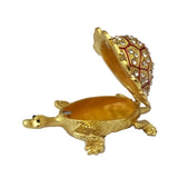 Divya Mantra Feng Shui Metal Bejeweled Wish Fulfilling Tortoise with Secret Magnetic Compartment Box Home Decor Statue Gift Showpiece Item / Product For Good Luck, Longevity, Wealth - Golden, Red - Divya Mantra