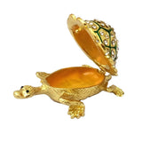 Divya Mantra Feng Shui Metal Bejeweled Wish Fulfilling Tortoise with Secret Magnetic Compartment Box Home Decor Statue Gift Showpiece Item / Product For Good Luck, Longevity, Wealth - Golden, Green - Divya Mantra