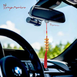 Divya Mantra Decorative Feng Shui 5 Wu Lou Gourds Talisman Gift Pendant Amulet for Car Rear View Mirror Decor Ornament Accessories/Good Luck Charm Protection Interior Wall Hanging Showpiece-Red, Brown - Divya Mantra