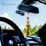 Divya Mantra Feng Shui Yin Yang Wu Lou Gourd Talisman Gift Pendant Amulet for Car Rear View Mirror Decor Ornament Accessories/Good Luck Charm Protection Interior Wall Hanging Showpiece-Red, Brown - Divya Mantra