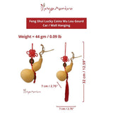 Divya Mantra Feng Shui Lucky Coins Wu Lou Gourd Talisman Gift Pendant Amulet for Car Rear View Mirror Decor Ornament Accessories/Good Luck Charm Protection Interior Wall Hanging Showpiece-Red, Brown - Divya Mantra
