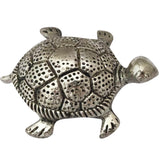Divya Mantra Japanese Lucky Charm Money Turtle Pair Home Decor Statue & Chinese Feng Shui Metal 4 Inch Tortoise with 5.5 Inch Diameter Water Plate; Vastu Living, Wealth, Health, Good Luck Set - Silver - Divya Mantra