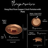 Divya Mantra Feng Shui Pure Copper 2 Inch Tortoise / Turtle with 3.5 Inch Diameter Water Plate; Vastu Living Positivity, Wealth, Money, Good Luck & Longevity; Home, Office Decor Gift Items / Products - Divya Mantra