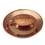 Divya Mantra Chinese Lucky Charm Turtle Pair Home Decor Statue & Feng Shui Pure Copper 2 Inch Tortoise with 3.5 Inch Diameter Water Plate; Vastu Living, Wealth, Health, Good Luck Set - Copper, Silver - Divya Mantra