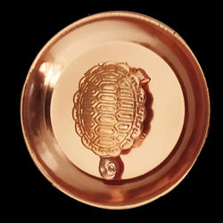 Divya Mantra Feng Shui Pure Copper 1.5 Inch Tortoise / Turtle with 2.25 Inch Diameter Water Plate; Vastu Living Positivity, Wealth, Money, Good Luck & Longevity; Home, Office Decor Gift Items/Products - Divya Mantra