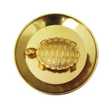 Divya Mantra Japanese Lucky Charm Money Turtle Pair Home Decor Statue & Chinese Feng Shui Metal 2 Inch Tortoise with 3.5 Inch Water Plate; Vastu Living, Wealth, Health, Good Luck Set - Gold, Silver - Divya Mantra
