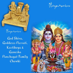 Divya Mantra Sri Hindu God Shiva, Goddess Parvati, Kartik and Ganesha Panchayat Family Parivar Chowki Idol Sculpture Statue Murti- Puja/Pooja Room, Meditation, Prayer, Office, Temple, Home Decor Item - Divya Mantra