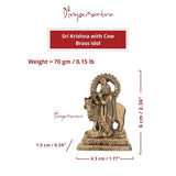 Divya Mantra Sri Hindu God Krishna with Kamdhenu Cow Idol Sculpture Statue Murti - Puja Room, Meditation, Prayer, Office, Business, Temple, Home Decor Gift Collection Item – Money/Good Luck/Prosperity - Divya Mantra