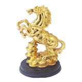 Divya Mantra Decorative Golden Feng Shui Horse On Wealth Ingots Vastu Gift Item / Good Luck Charm for Money, Success, Wealth, Career Interior/ Living Room/ Home/ Office/ Table Decor Showpiece Product - Divya Mantra