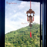 Divya Mantra Home /Office / Window Interior Decoration Wall Hanging Feng Shui Pagoda Wind Chime Sound Metallic Bell with 3 Dragons & Red Tassel Lucky Wealth Ornament; Vastu, Money; Gift Items/Products - Divya Mantra