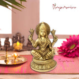 Divya Mantra Sri Hindu Goddess Mata Laxmi Maa Idol Sculpture Statue Murti - Puja Room, Meditation, Prayer, Office, Temple, Home Decor Gift Collection Item/Product-Money, Good Luck, Prosperity-Yellow - Divya Mantra